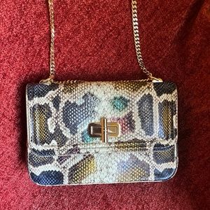 Brahmin multi color snakeskin crossbody bag
